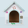 Breezy Beach Cottage Cardboard Cat Playhouse - Cat in the Box LLC