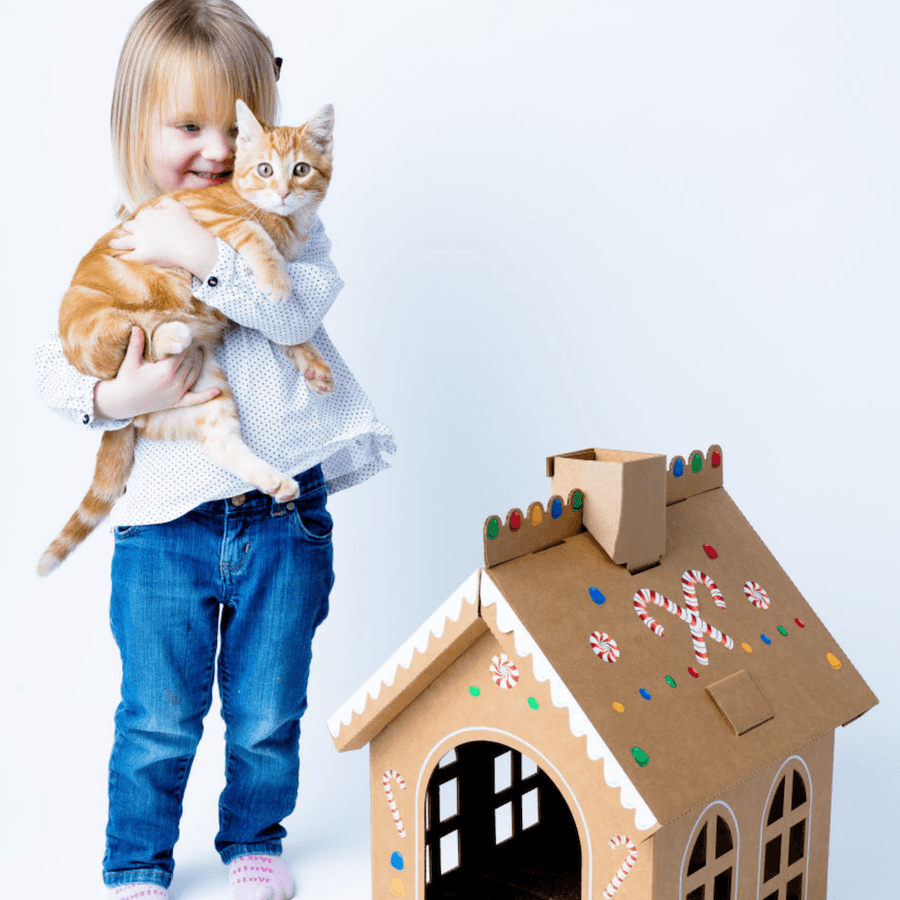 Cardboard Gingerbread Cat Playhouse Kit - Cat in the Box LLC