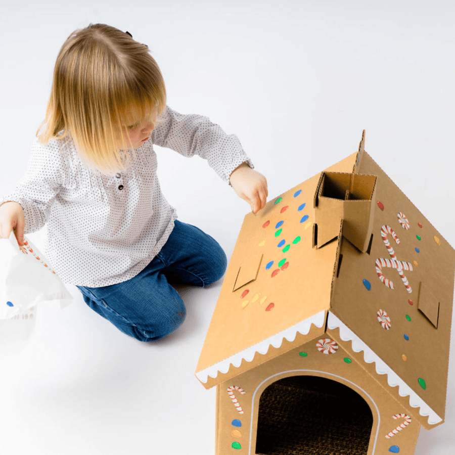 Cardboard Gingerbread Cat Playhouse Kit | Cat in the Box – Cat in