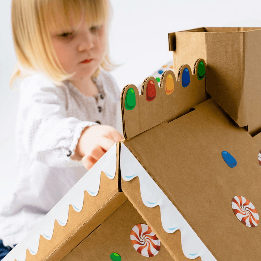 Cardboard Gingerbread Cat Playhouse Kit - Cat in the Box LLC