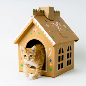 Cardboard Gingerbread Cat Playhouse Kit - Cat in the Box LLC