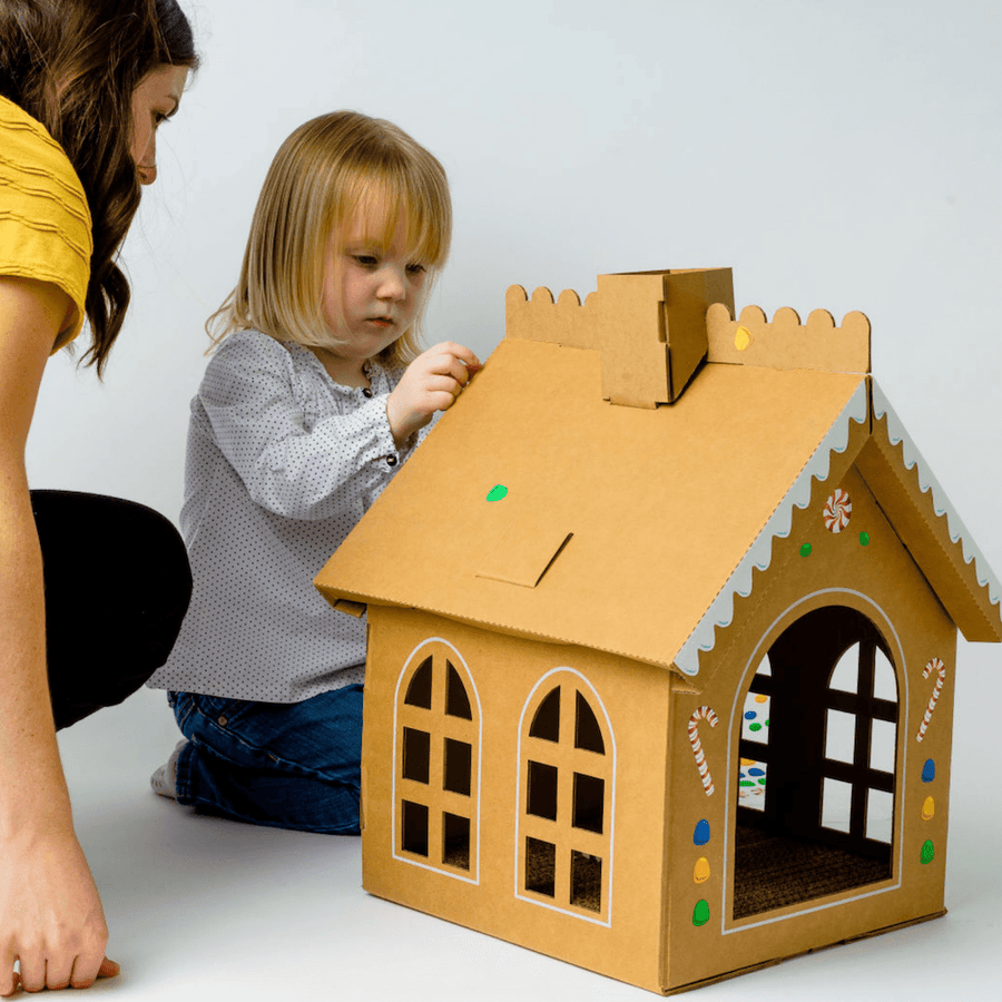 Cardboard Gingerbread Cat Playhouse Kit | Cat in the Box – Cat in