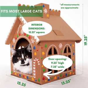 Cardboard Gingerbread Cat Playhouse Kit - Cat in the Box LLC