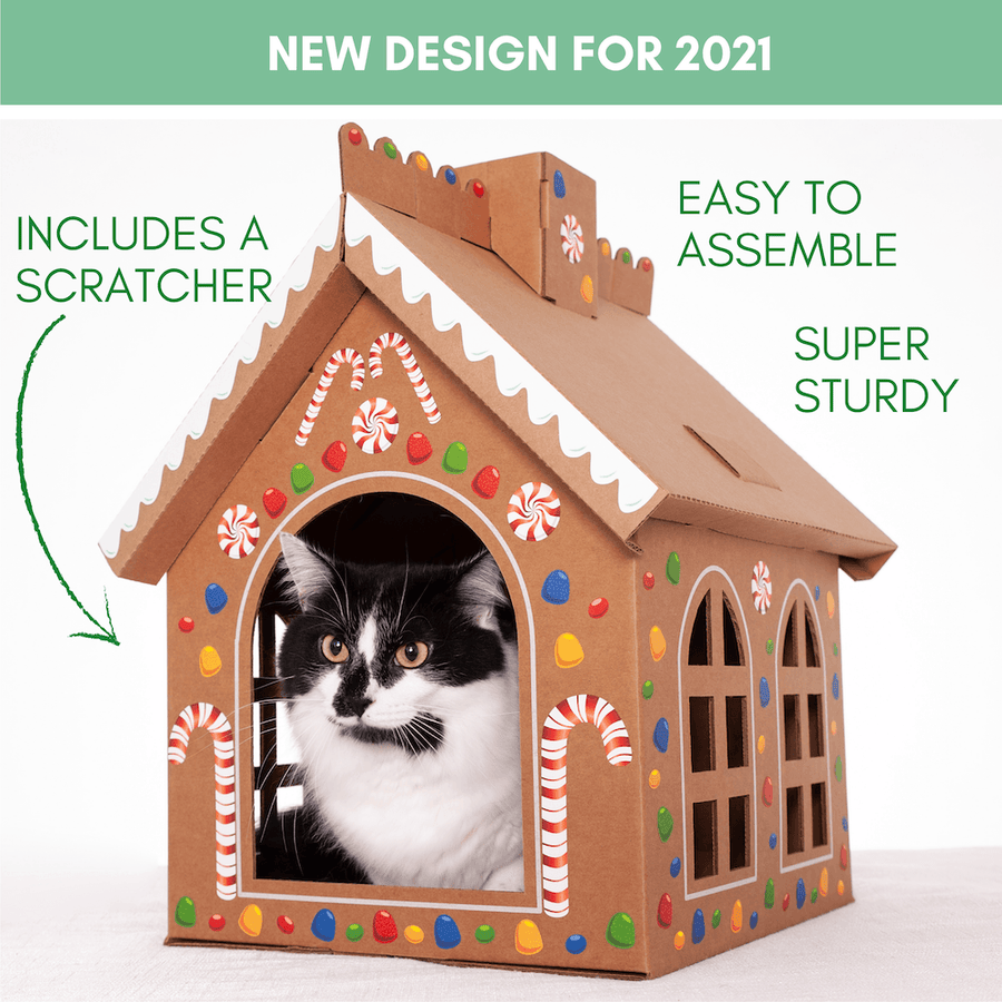 Gingerbread house cat hot sale tree with ladder