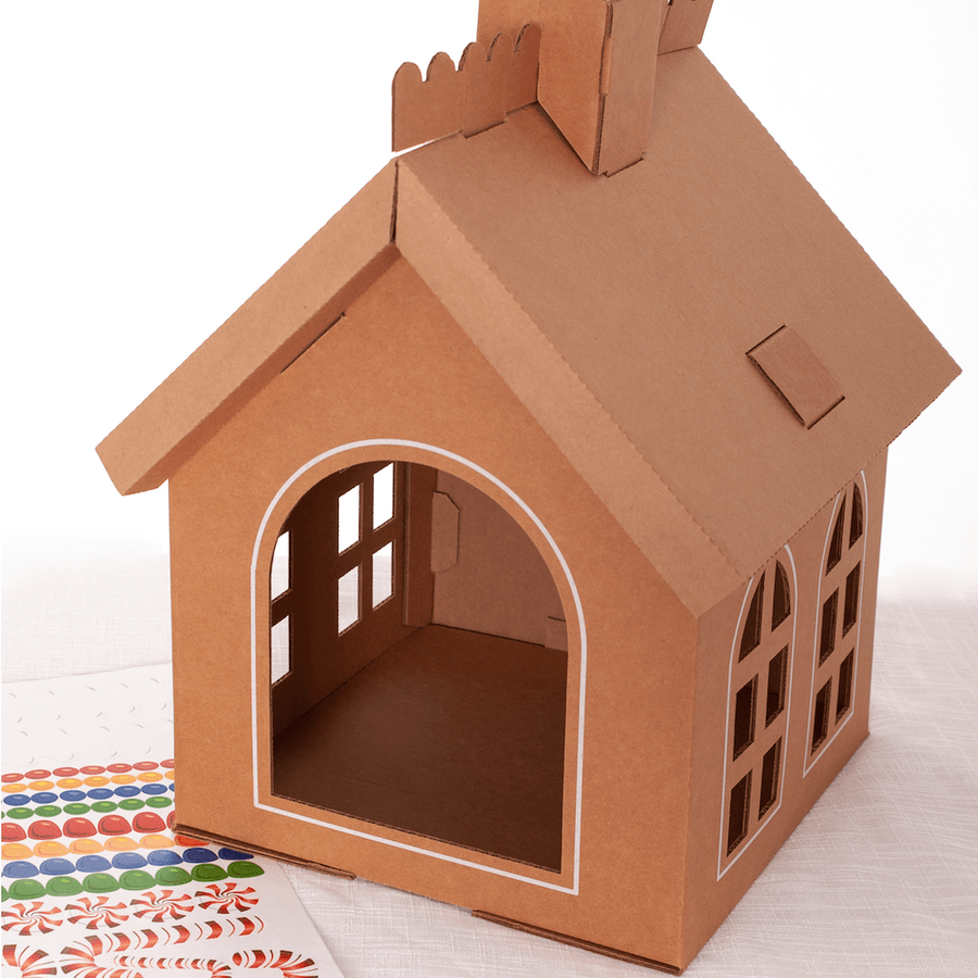 Cardboard Gingerbread Cat Playhouse Kit - Cat in the Box LLC