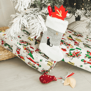 Cat Christmas Stocking with Toys - Cat in the Box LLC